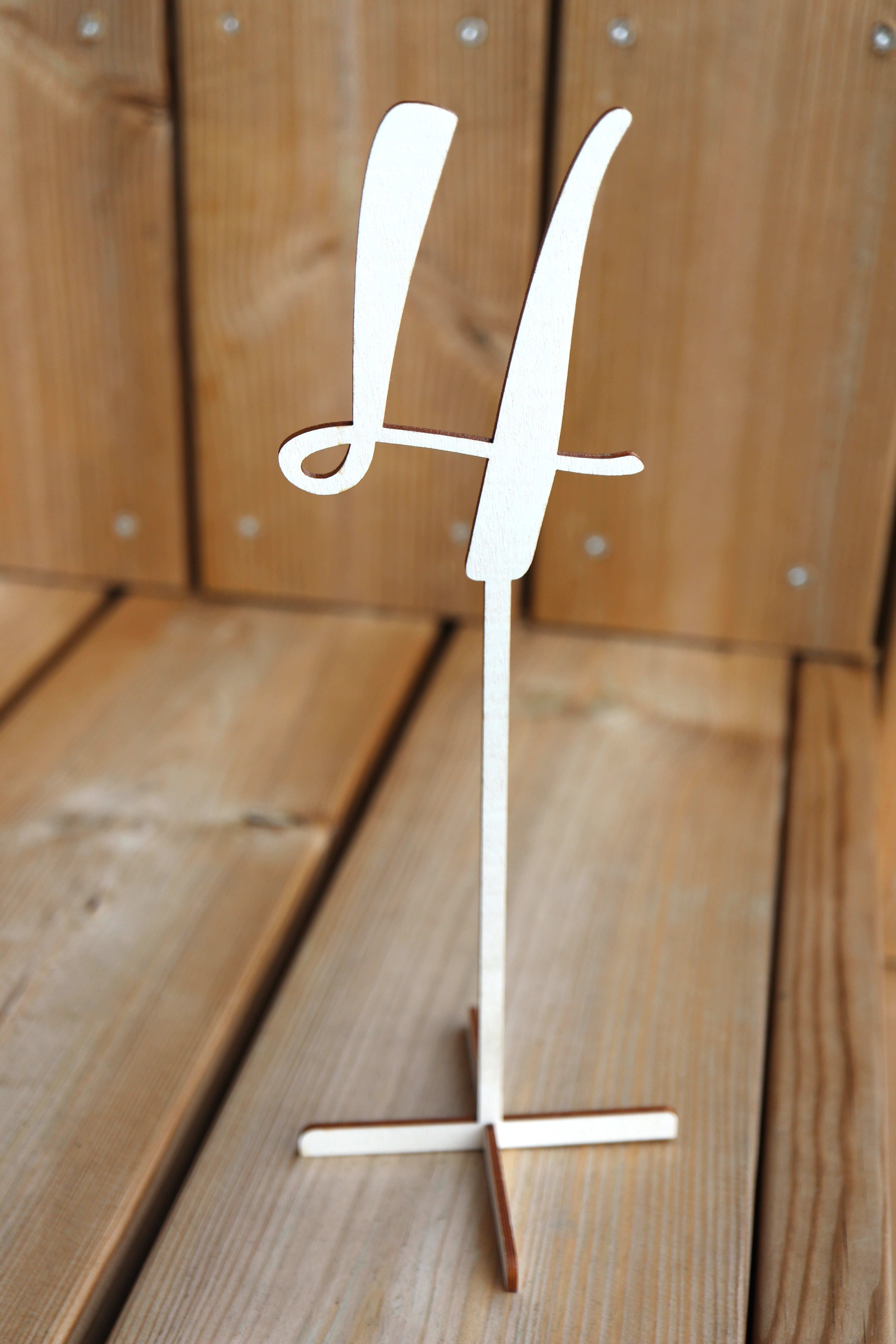 Wooden table numbers 1-15 with legs or sticks